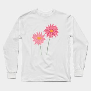 Coral Pink Gerbera in Colorist style Long Sleeve T-Shirt